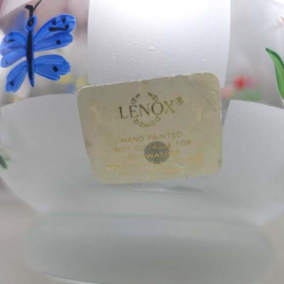 Lenox Natures Splendor Hand-Painted Glass Pitcher Floral & Insect Motifs 72 Oz - Picture 6 of 11